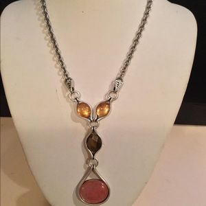 Vintage Lia Sophia Silvertone Glass Necklace